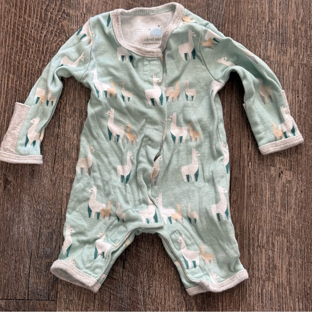 Mint Green Preemie Onesie with Llama Print (Bundle!)